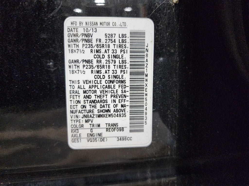 Used Rear Left Door Window Regulator Rear fits: 2014 Nissan Murano electric Rear
