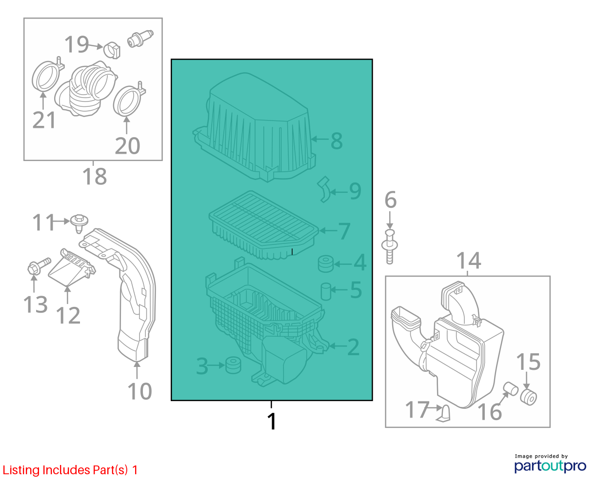 Used Air Cleaner Assembly fits: 2014 Kia Soul  Grade A