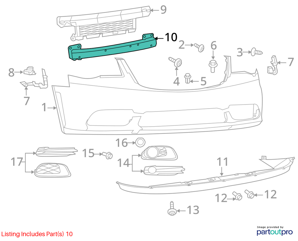 Used Front Bumper Reinforcement Front fits: 2008 Chrysler Town & country Front G