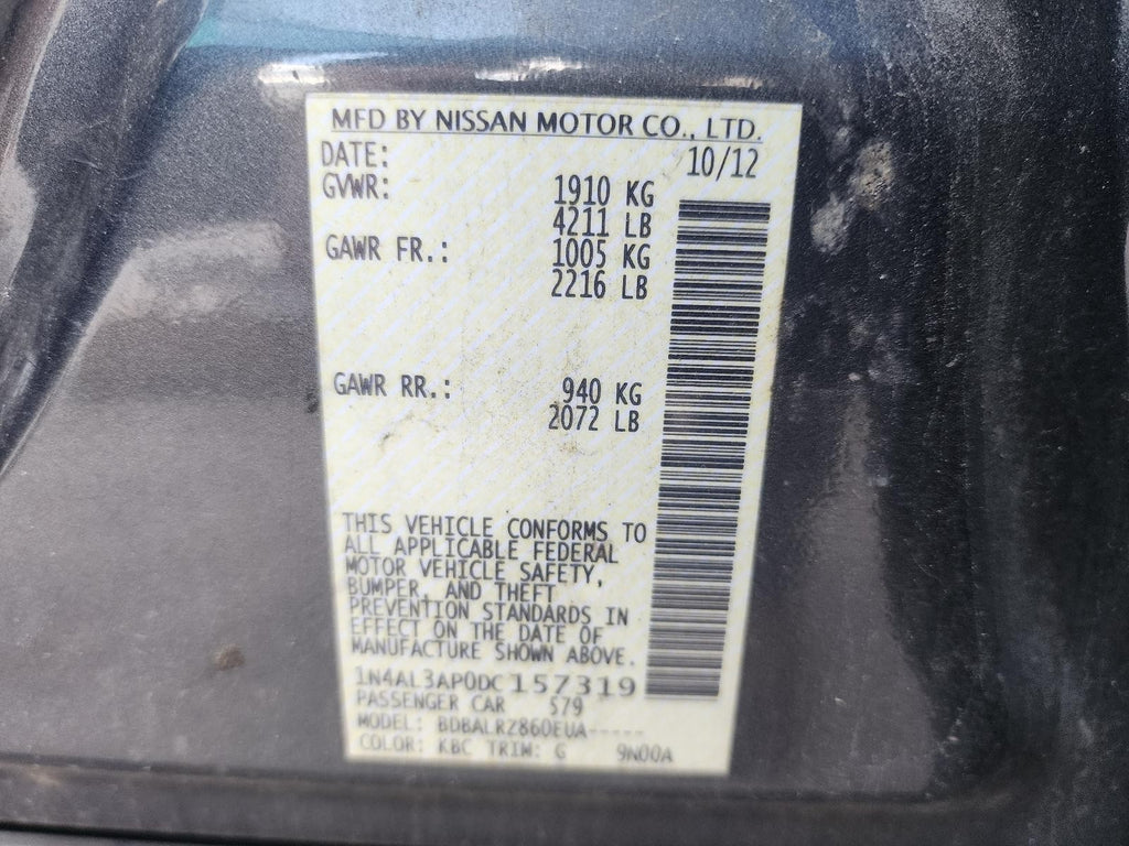 Used Alternator fits: 2013 Nissan Altima 2.5L 4 cylinder Sdn Grade C