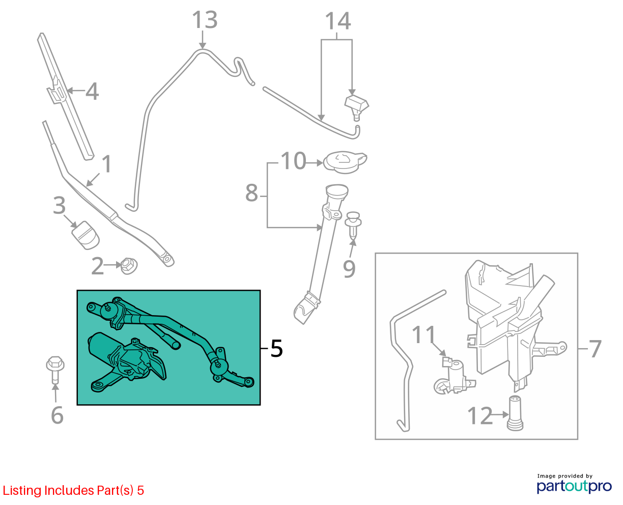 Used Windshield Wiper Motor fits: 2021 Nissan Murano  Grade A