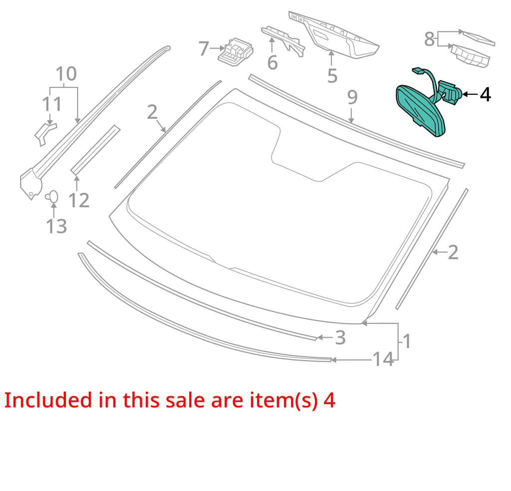 2016-2021 HONDA CIVIC WINDSHIELD REAR VIEW INTERIOR MIRROR