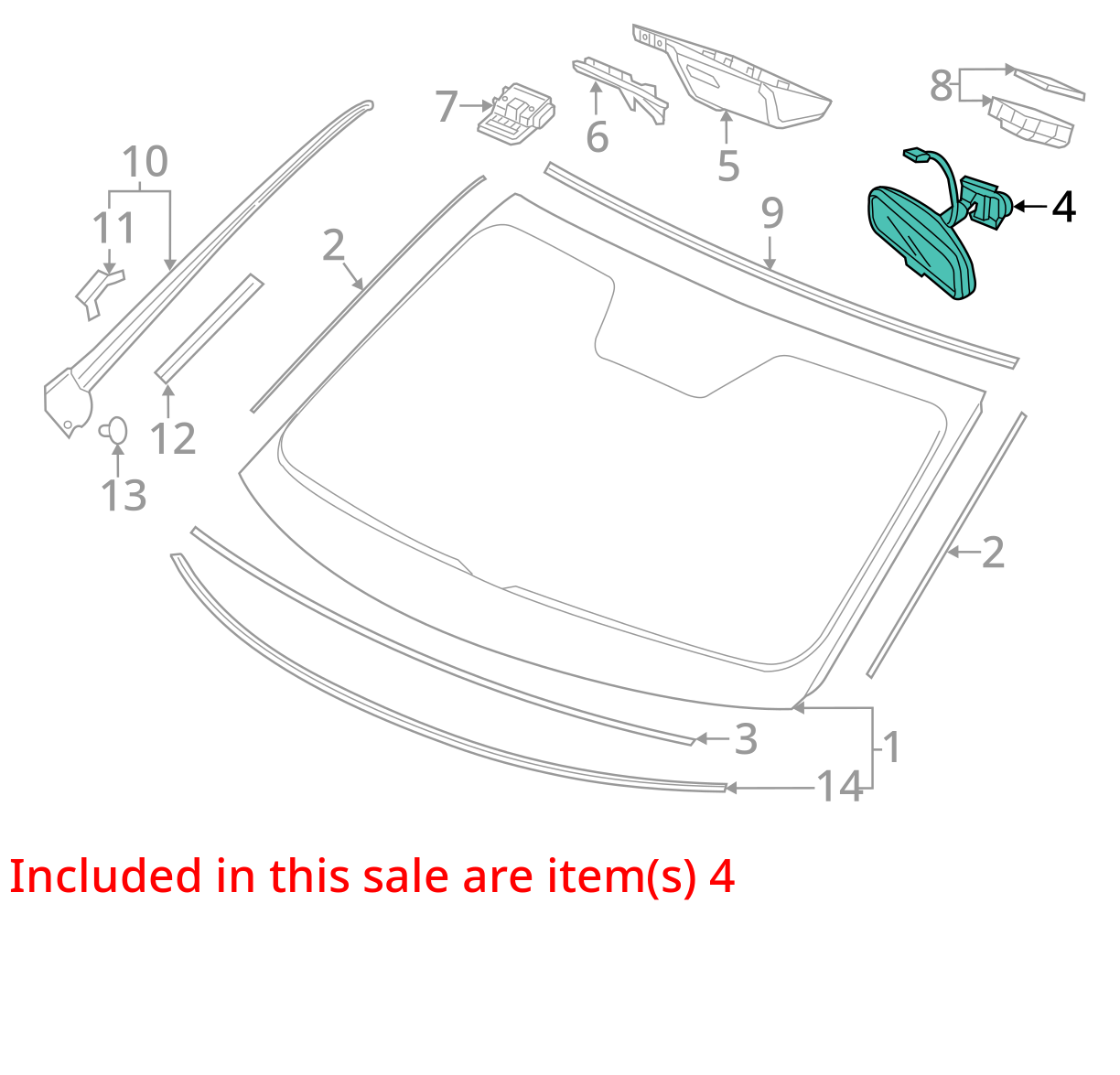 2016-2021 HONDA CIVIC WINDSHIELD REAR VIEW INTERIOR MIRROR
