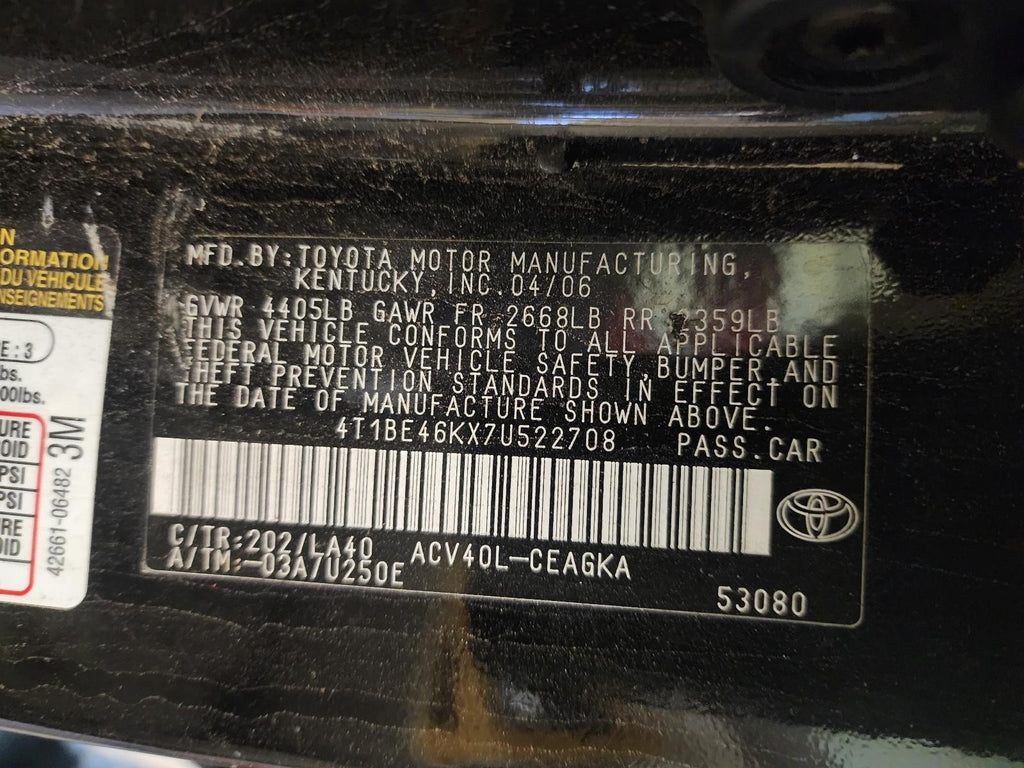 Used Alternator fits: 2007 Toyota Camry 2.4L 2AZFE engine Grade A