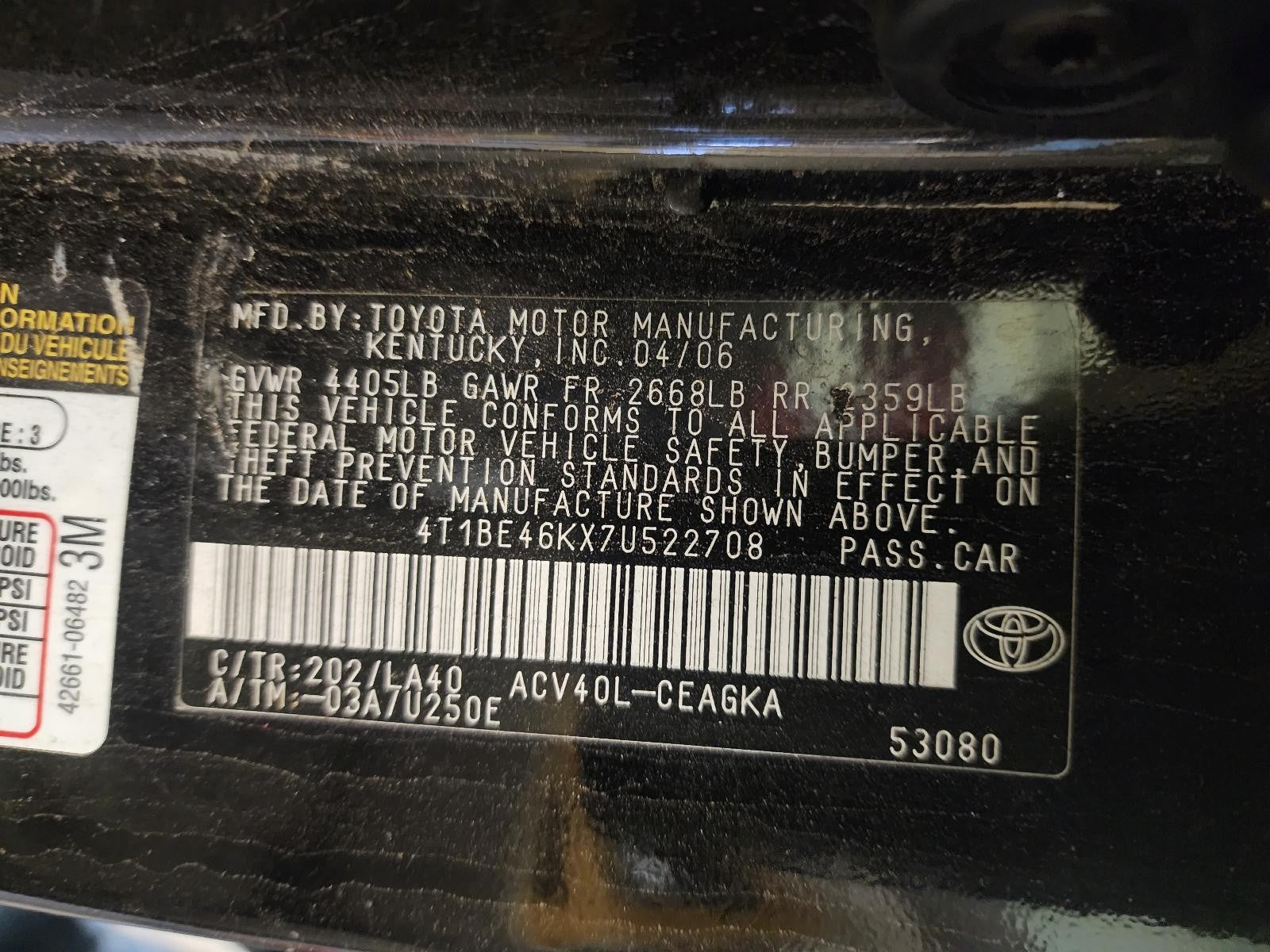 Used Alternator fits: 2007 Toyota Camry 2.4L 2AZFE engine Grade A