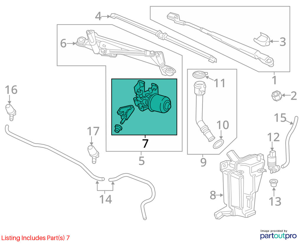 Used Windshield Wiper Motor fits: 2017 Chevrolet Trax  Grade A