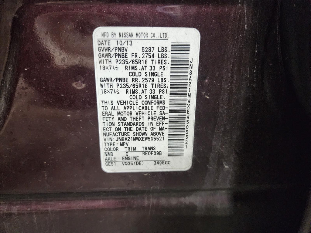 Used Rear Left Door Window Regulator Rear fits: 2014 Nissan Murano electric Rear