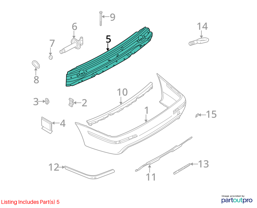 Used Rear Bumper Reinforcement Rear fits: 2001 Bmw 525I Rear Grade A
