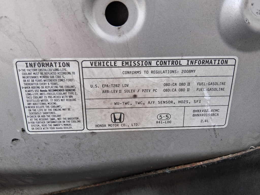 Used Rear Bumper Reinforcement Rear fits: 2008 Honda Accord Cpe Rear Grade A