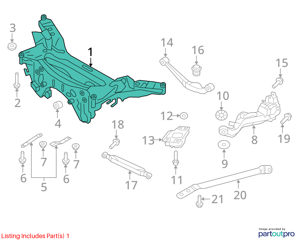 Used Rear Frame Crossmember fits: 2020 Nissan Rogue sport rear Rear Grade A