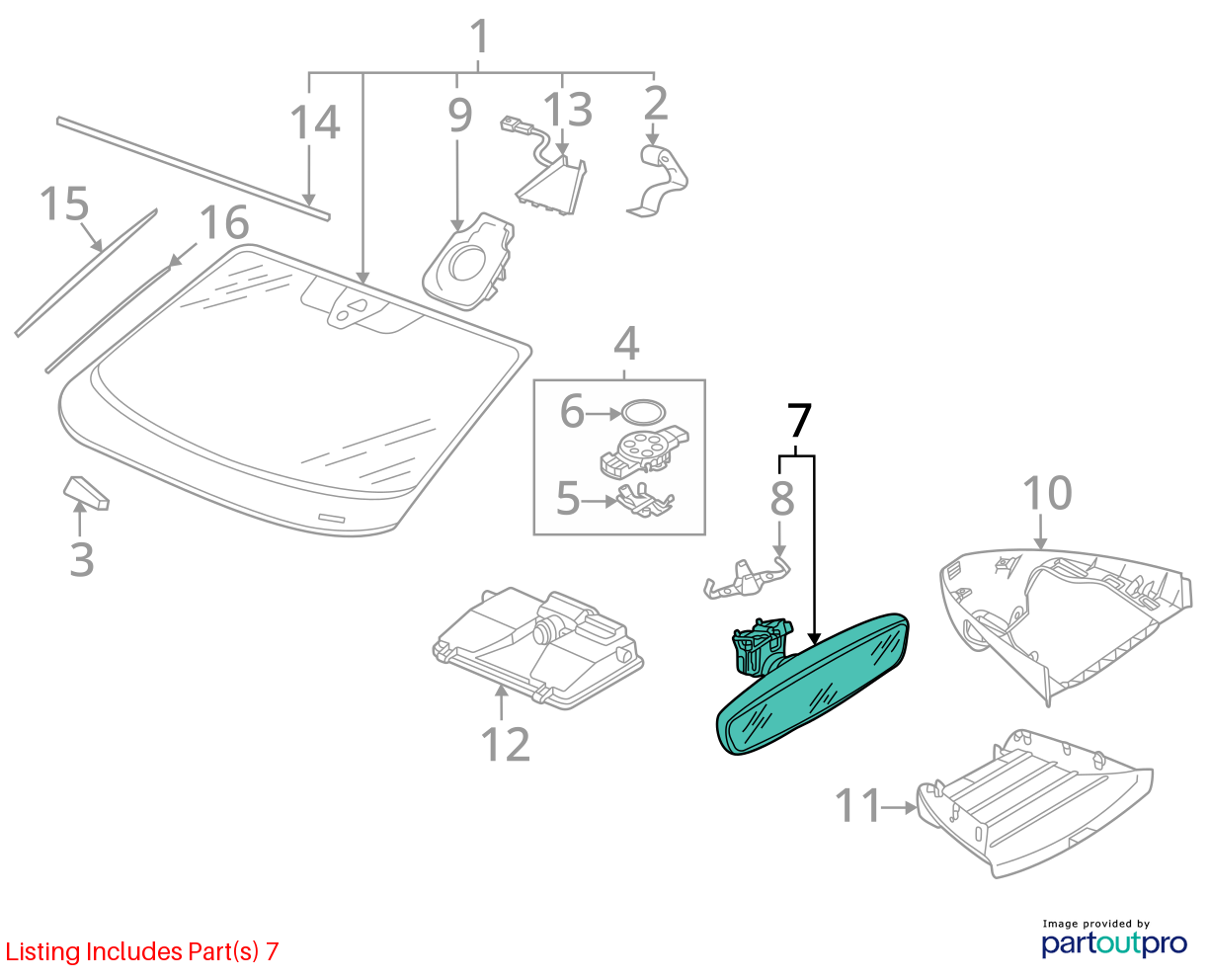 Used Front Center Interior Rear View Mirror fits: 2022 Volkswagen Jetta Front Ce