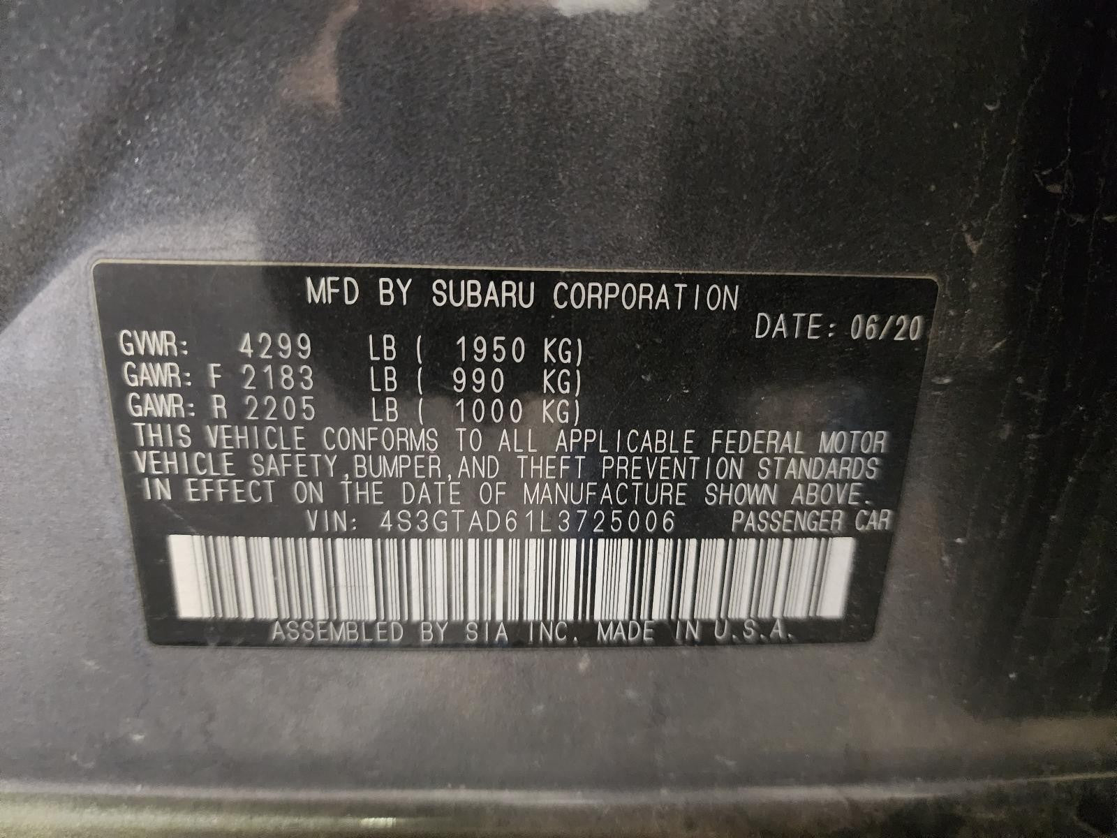 Used Steering Column fits: 2020 Subaru Impreza floor shift keyless ignition AT C