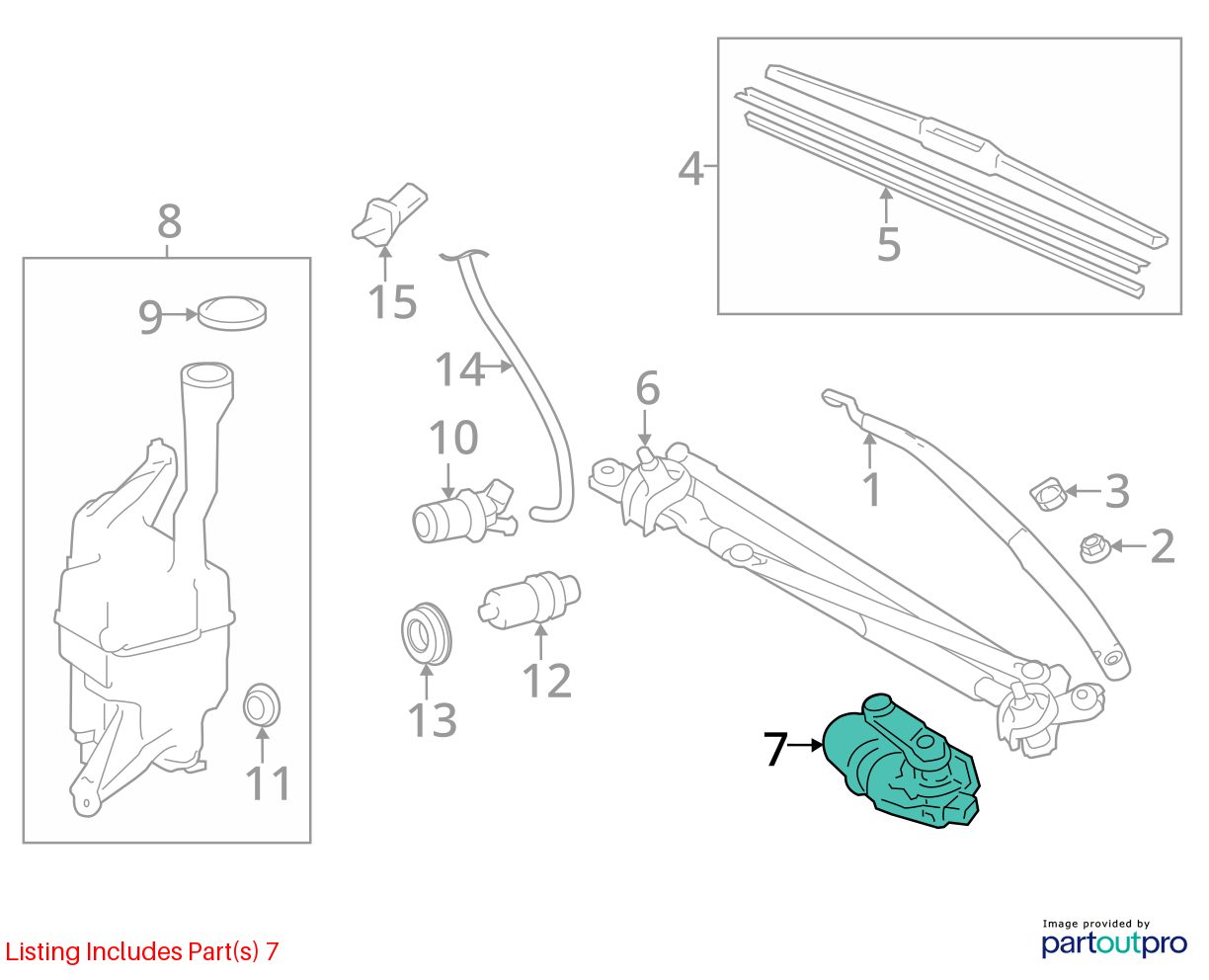 Used Windshield Wiper Motor fits: 2013 Toyota Avalon  Grade A