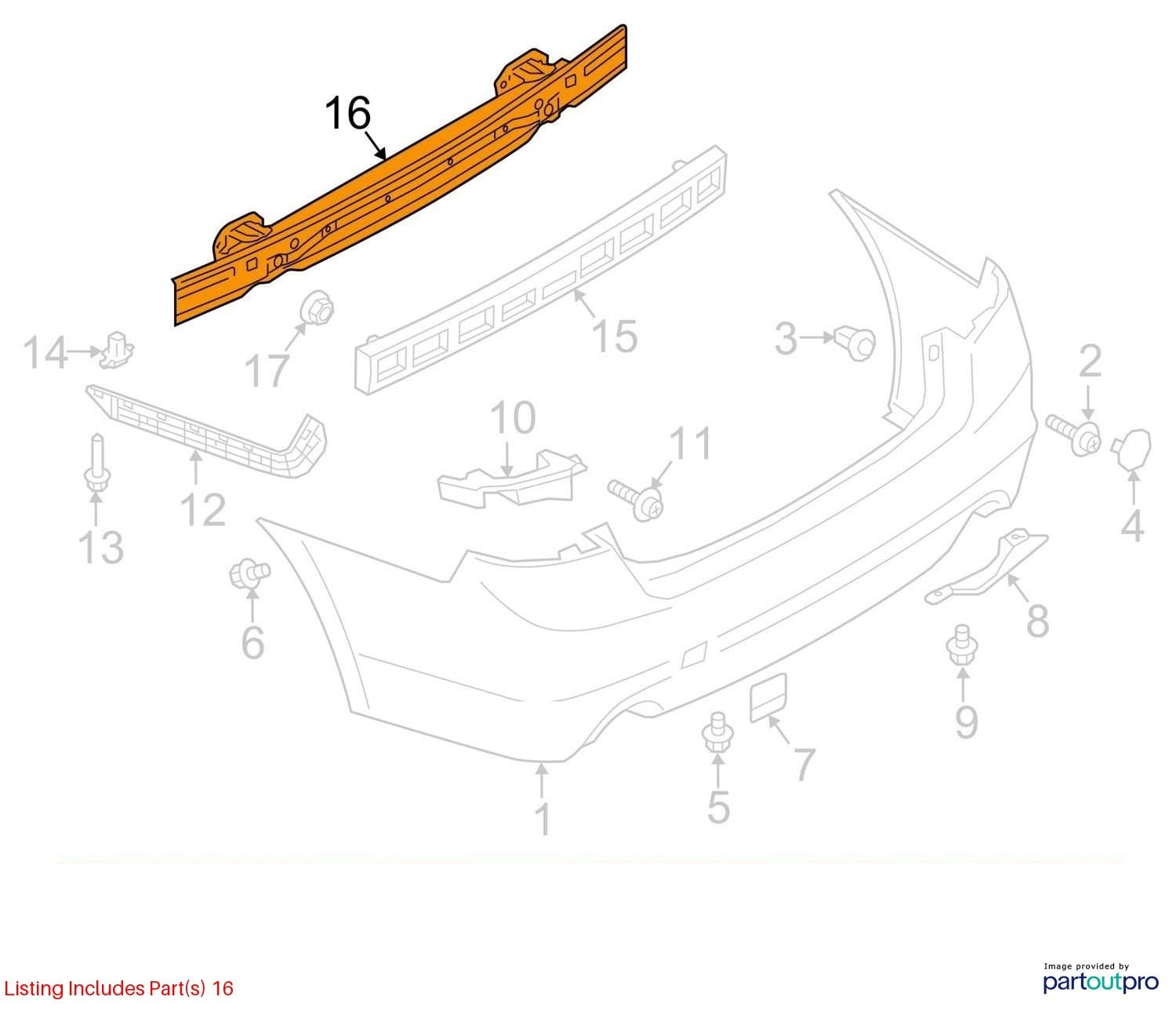 Used Rear Bumper Reinforcement Rear fits: 2017 Subaru Legacy Sdn Rear Grade A