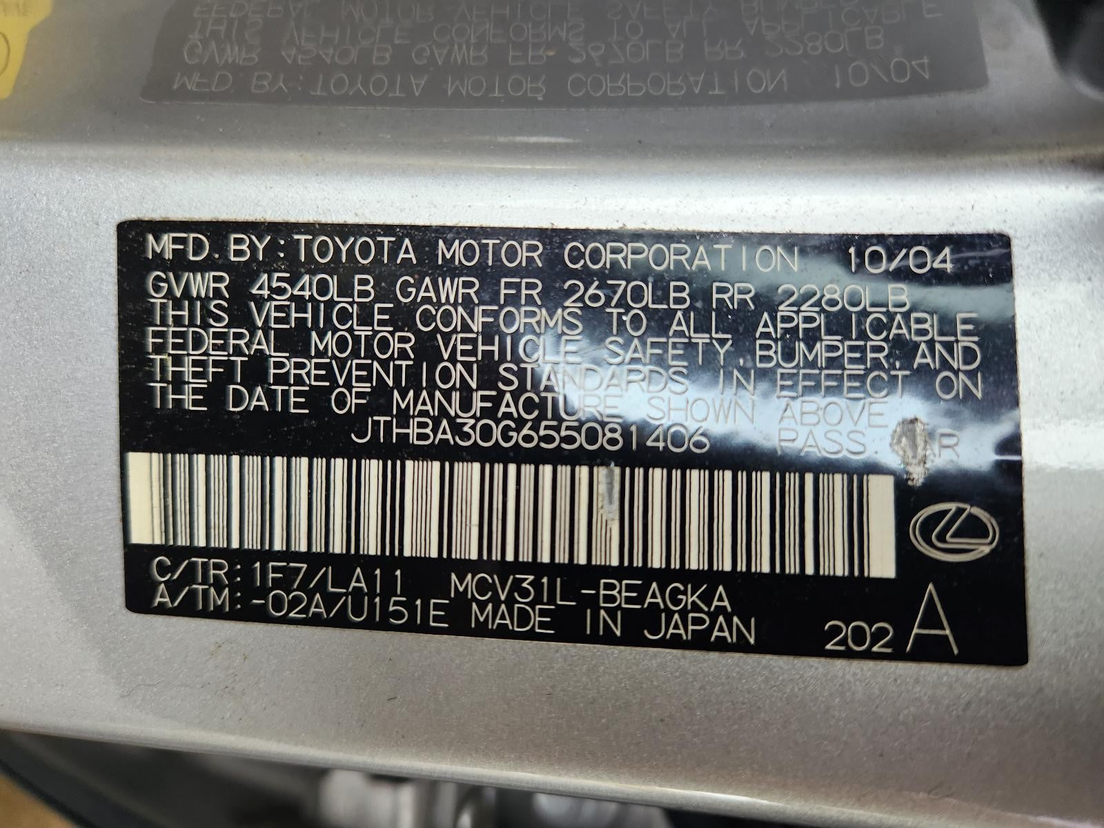 Used Left Sun Visor fits: 2005 Lexus ES330 illuminated Left Grade C
