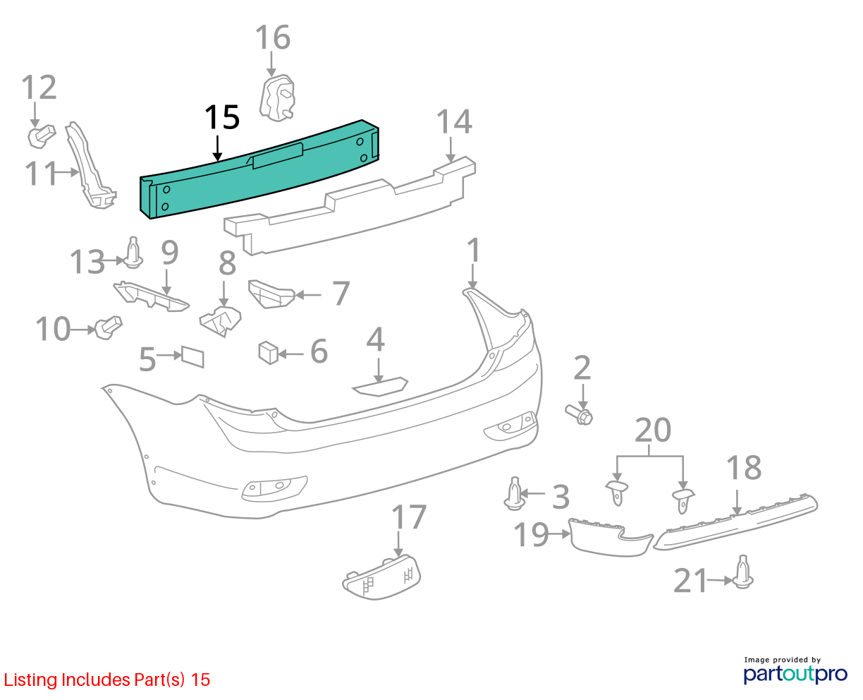 Used Rear Bumper Reinforcement Rear fits: 2010 Toyota Corolla Rear Grade A