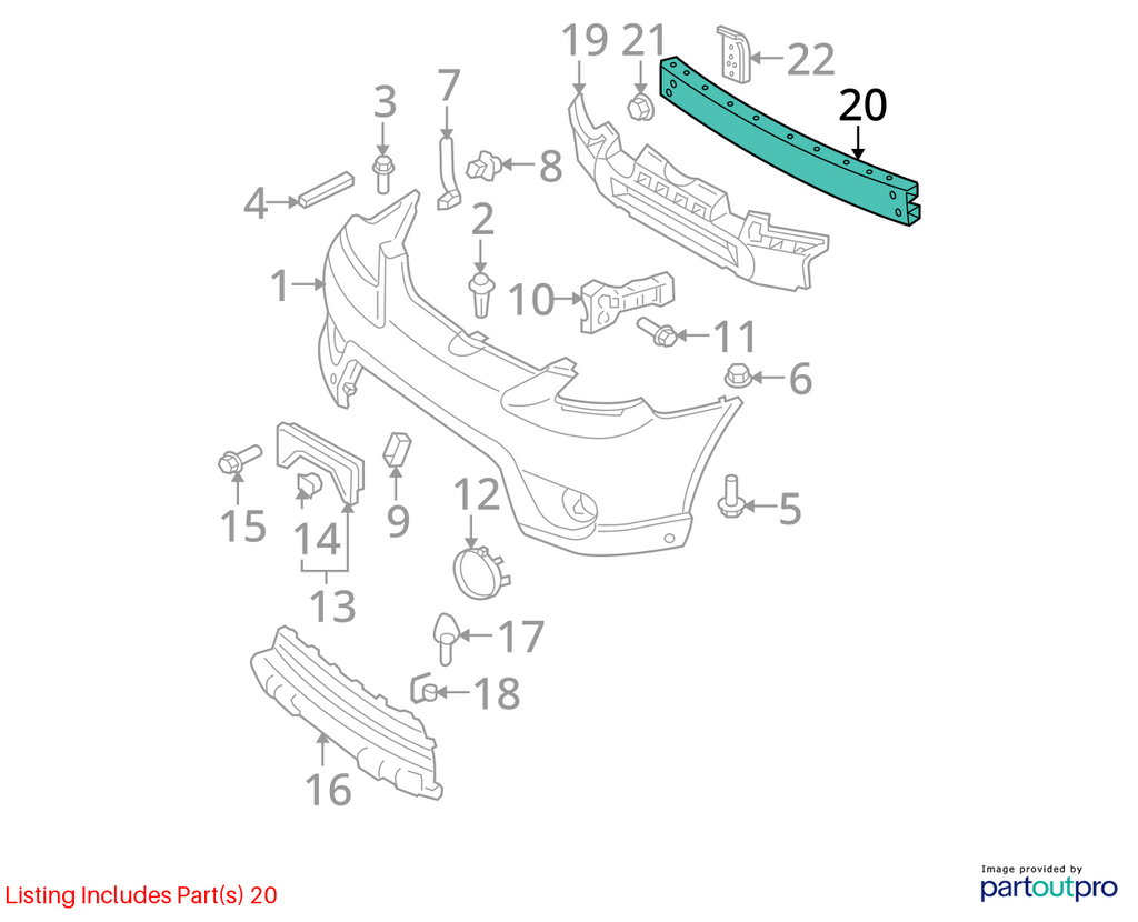 Used Front Bumper Reinforcement Front fits: 2005 Toyota Matrix US market Front G