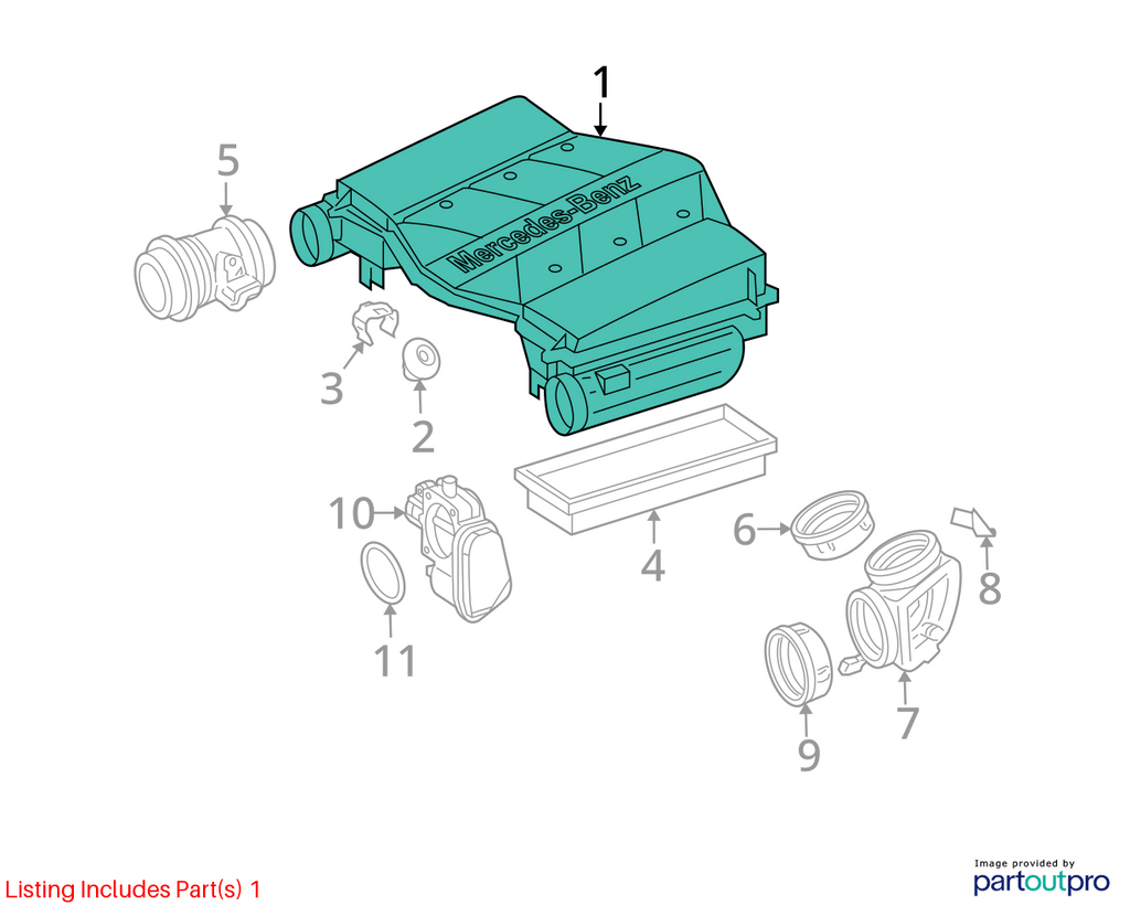 Used Air Cleaner Assembly fits: 2004 Mercedes-benz Mercedes e-class 220 Type S35