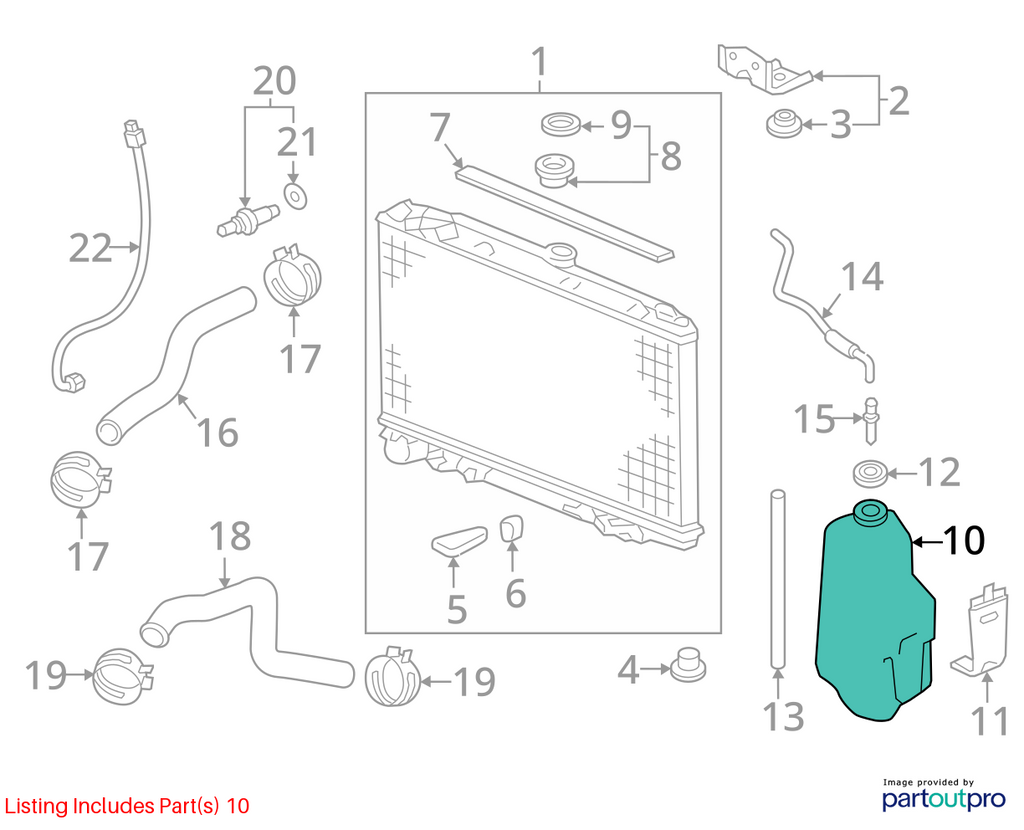 Used Engine Coolant Reservoir fits: 2016 Honda Pilot  Grade A