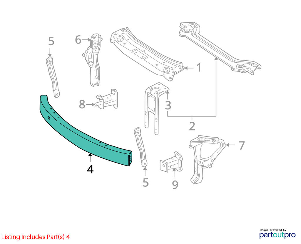 Used Front Bumper Reinforcement Front fits: 2008 Mercedes-benz Mercedes ml-class