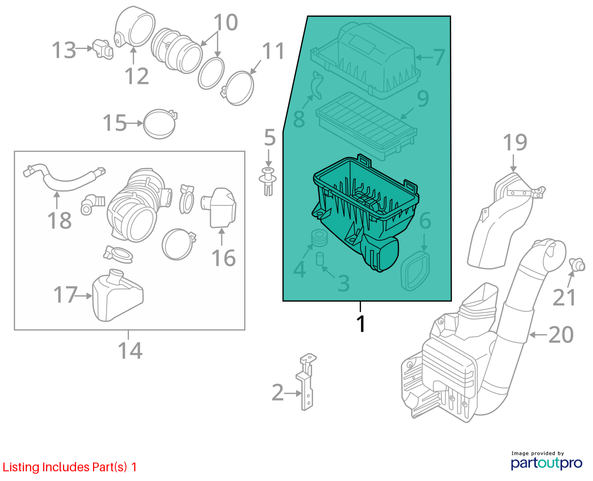 Used Air Cleaner Assembly fits: 2009 Kia Sedona assembly Grade A