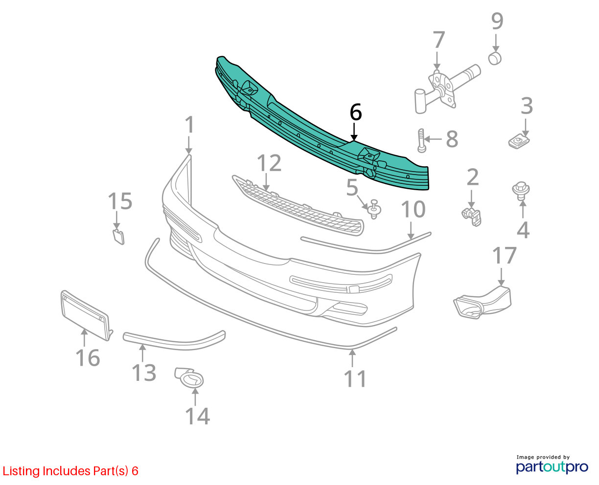 Used Front Bumper Reinforcement Front fits: 2001 Bmw 525I Front Grade A