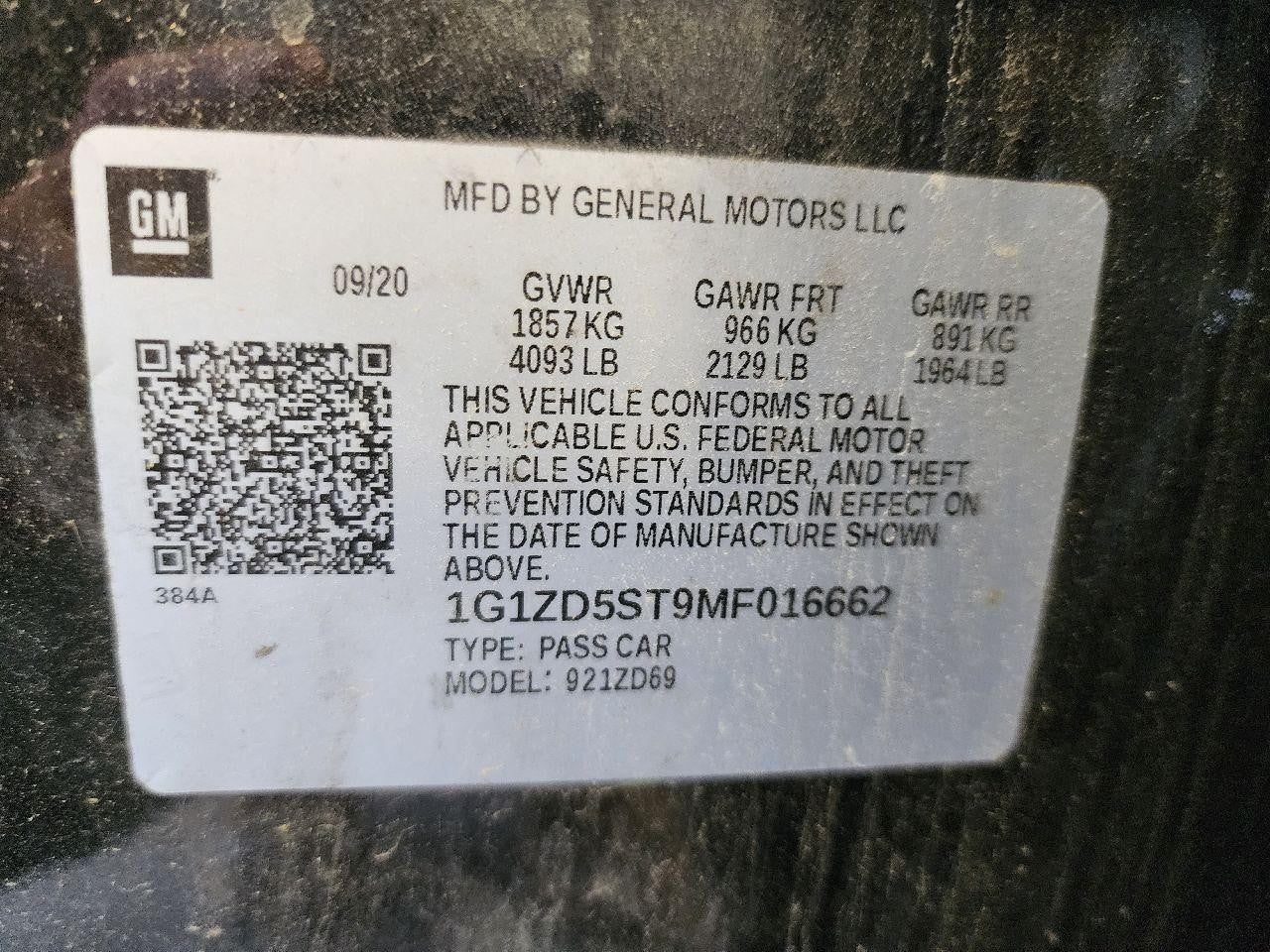 Used Alternator fits: 2021 Chevrolet Malibu 1.5 Grade B