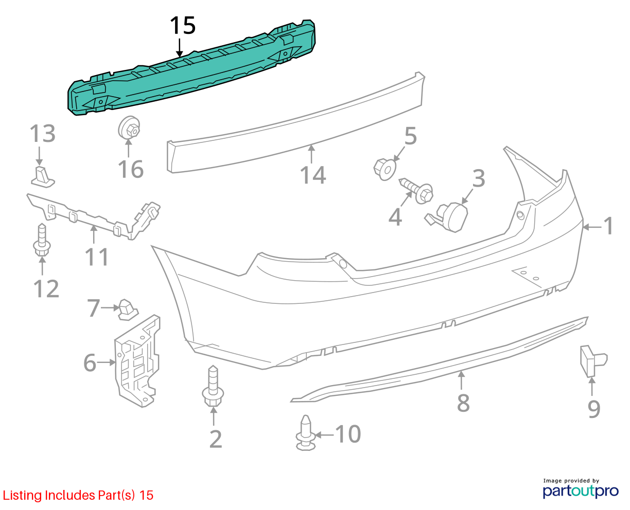 Used Rear Bumper Reinforcement Rear fits: 2016 Toyota Camry Rear Grade A