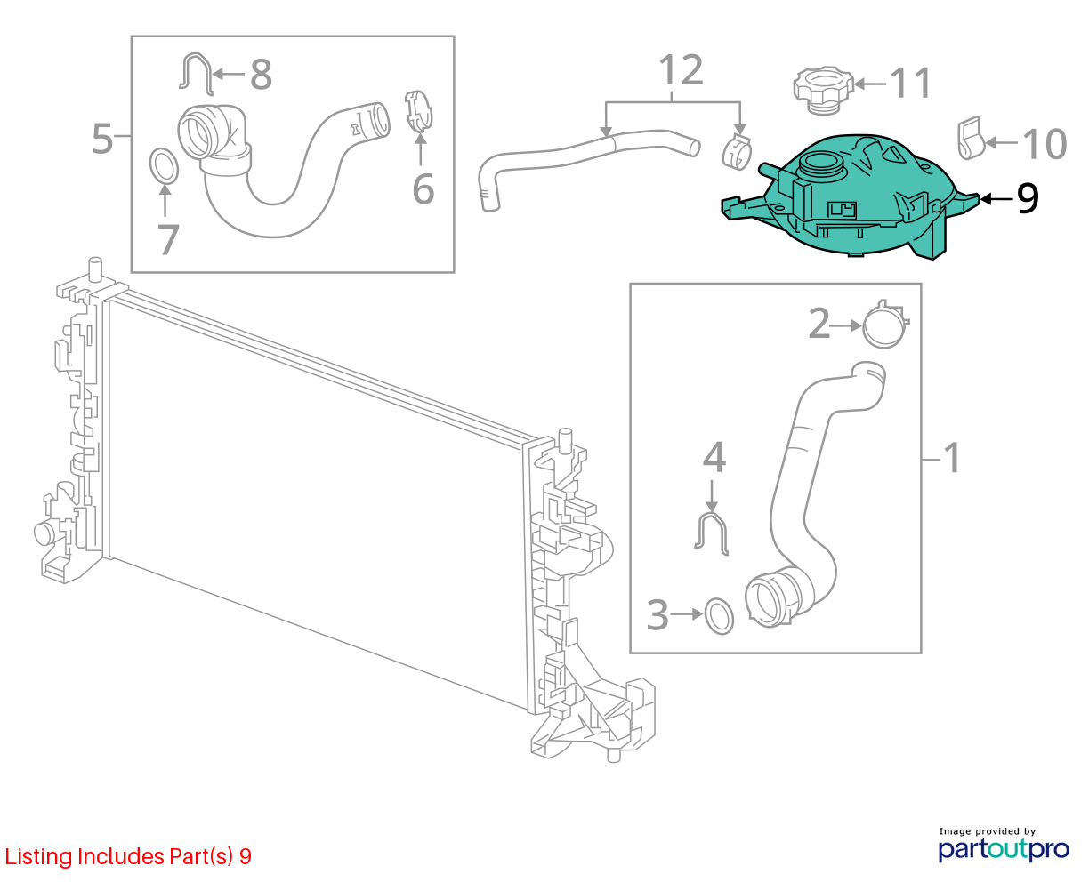 Used Engine Coolant Reservoir fits: 2016 Chevrolet Cruze VIN B 4th digit New Sty