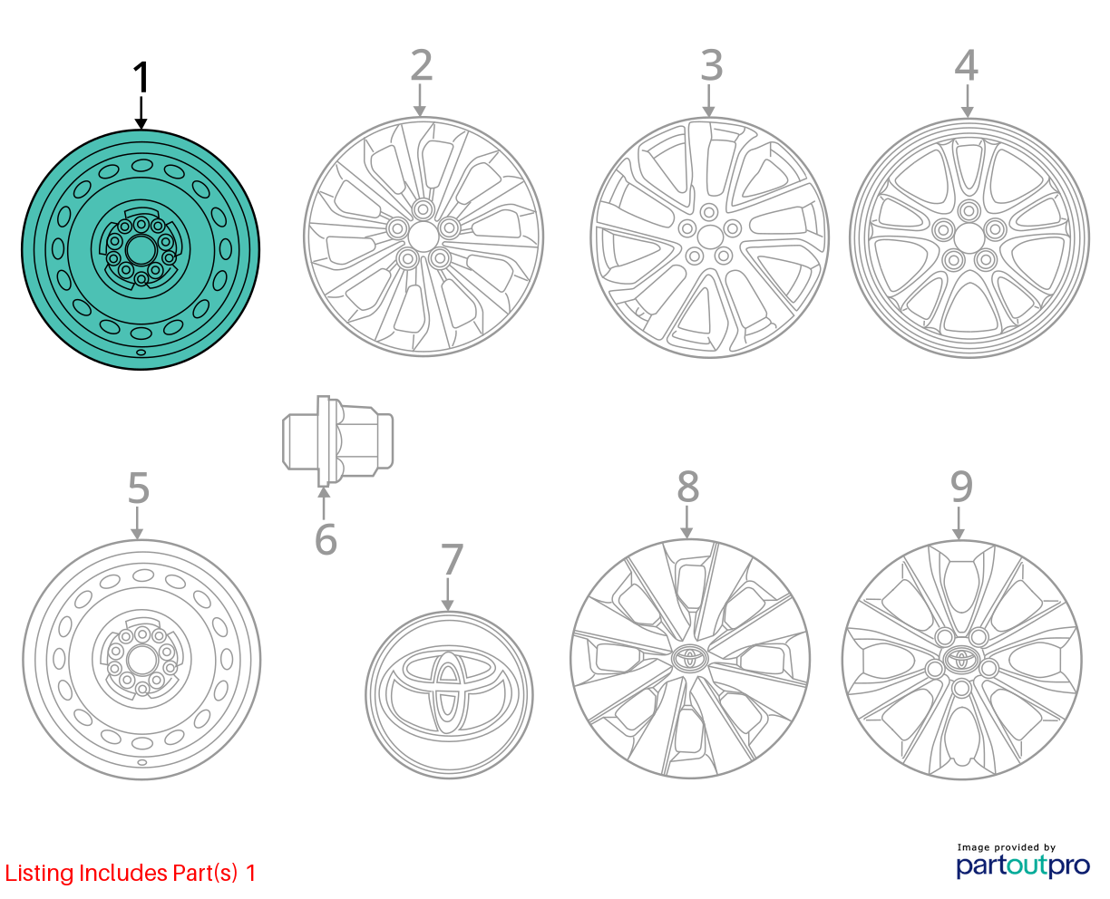 TOYOTA COROLLA Wheel Sedan, 16x7, steel 20 21 22 23 24 25