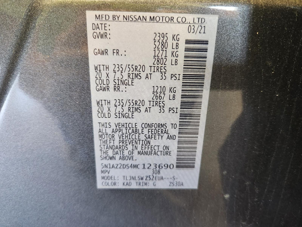Used Left Door Mirror fits: 2021 Nissan Murano power heated w/memory Left Grade