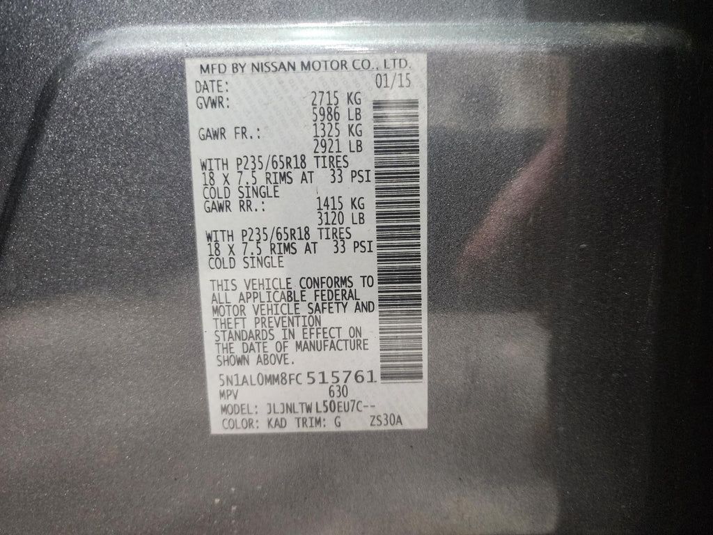 Used Front Right Door Window Regulator Front fits: 2015 Infiniti QX60 Front Righ