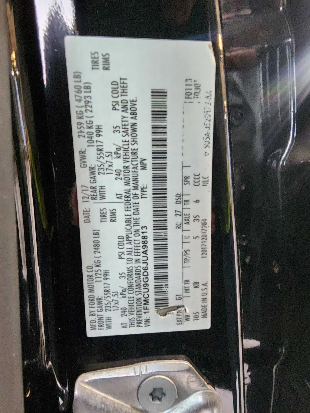 Used Rear Drive Shaft Rear fits: 2018 Ford Escape Rear Grade A