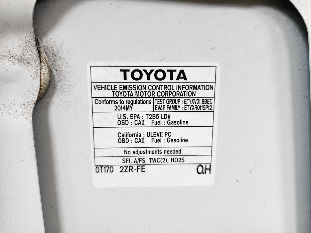 Used Air Cleaner Assembly fits: 2014 Toyota Corolla 1.8L 2ZRFE engine Grade A