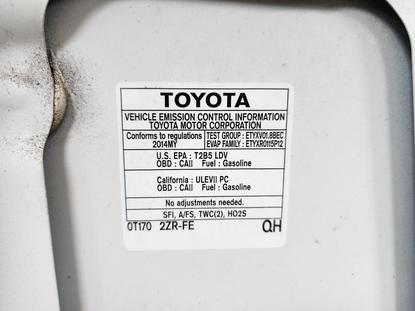 Used Air Cleaner Assembly fits: 2014 Toyota Corolla 1.8L 2ZRFE engine Grade A