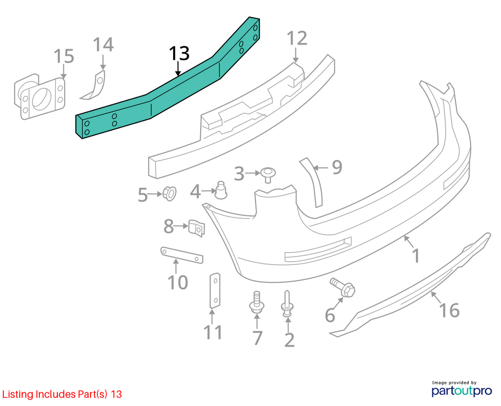 Used Rear Bumper Reinforcement Rear fits: 2009 Infiniti EX35 Rear Grade A