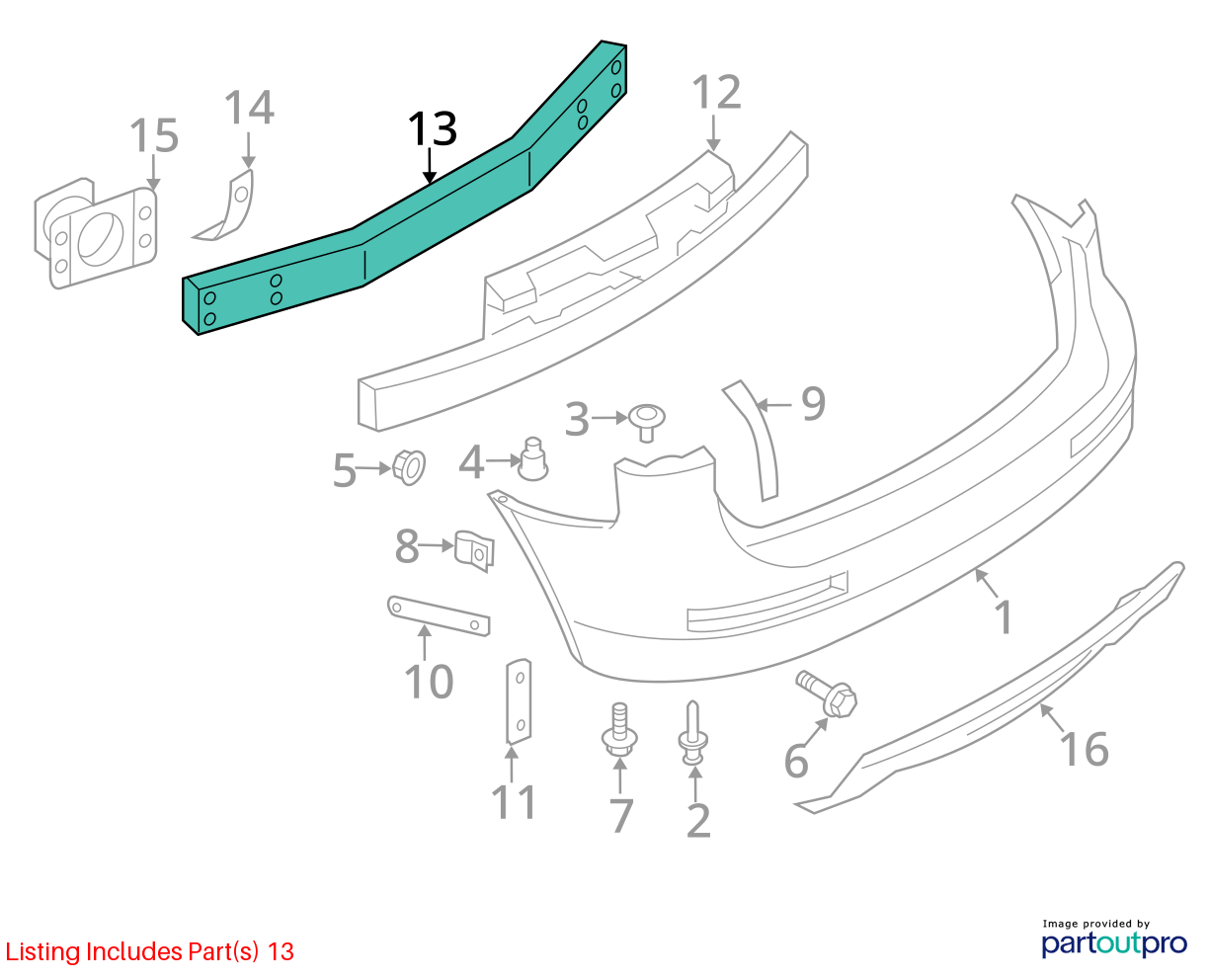 Used Rear Bumper Reinforcement Rear fits: 2009 Infiniti EX35 Rear Grade A