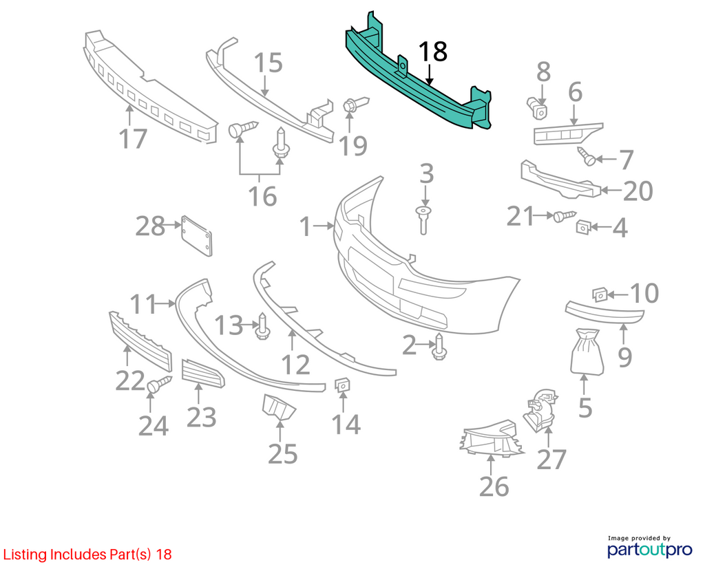 Used Front Bumper Reinforcement Front fits: 2010 Volkswagen Jetta SW Front Grade