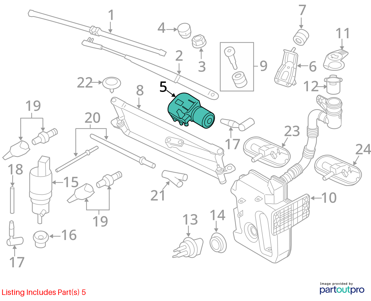 Used Windshield Wiper Motor fits: 2015 Volkswagen Jetta Sdn Grade A