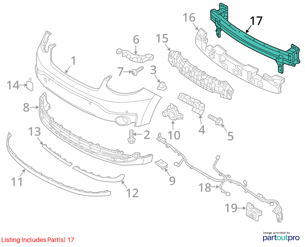 Used Front Bumper Reinforcement Front fits: 2014 Kia Soul Front Grade A