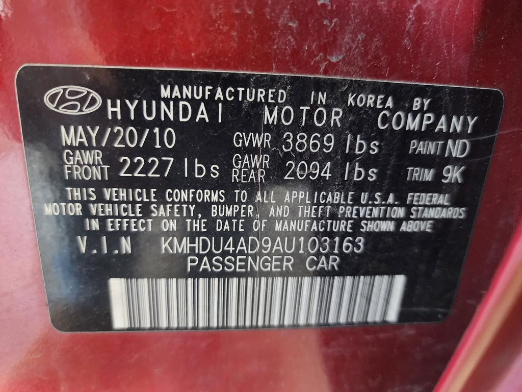 Used Left Tail Light Assembly fits: 2010 Hyundai Elantra Sdn quarter panel mount