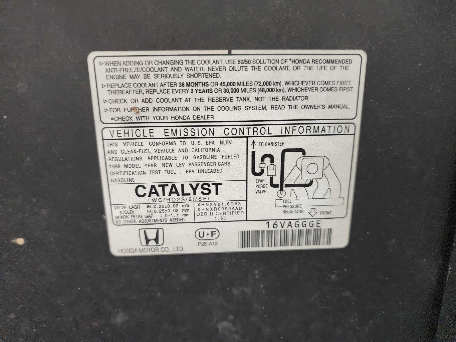 Used Engine Coolant Reservoir fits: 1999 Honda Civic  Grade A