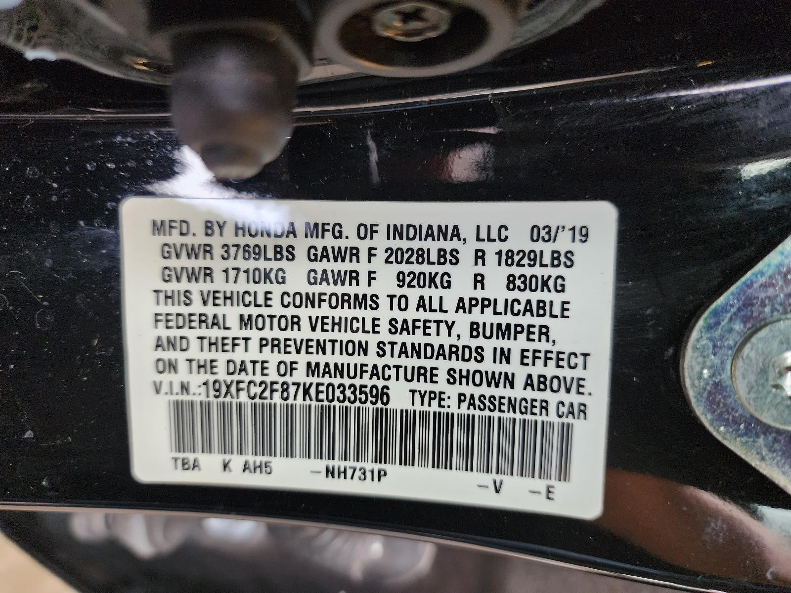 Used Windshield Wiper Motor fits: 2019 Honda Civic  Grade A