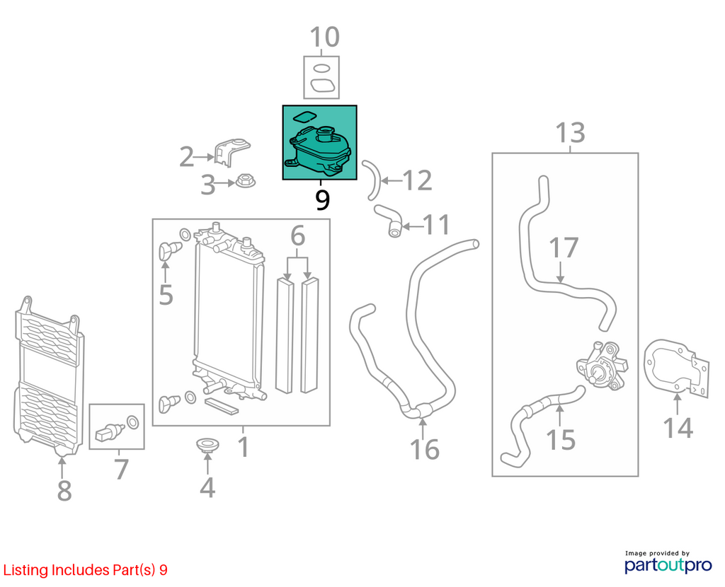 Used Engine Coolant Reservoir fits: 2017 Honda Accord 2.0L Hybrid auxiliary Grad