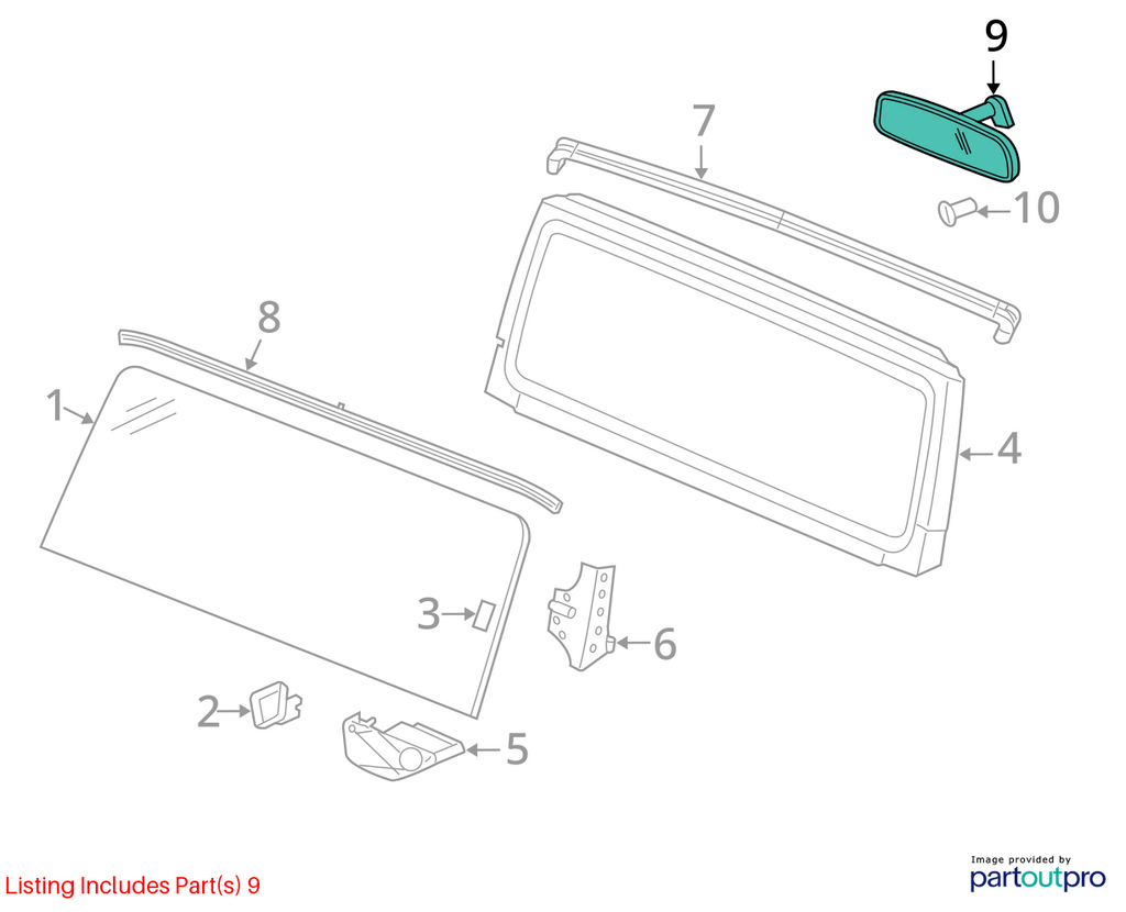 Used Front Center Interior Rear View Mirror fits: 2016 Jeep Wrangler Front Cente