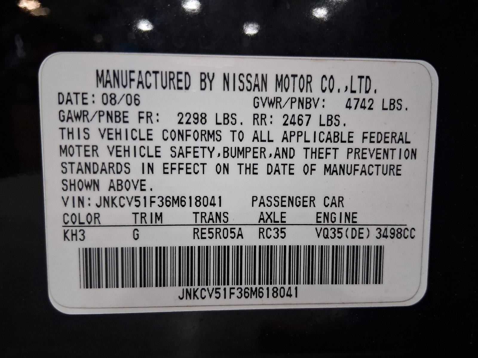 Used Alternator fits: 2006 Infiniti G35  Grade C