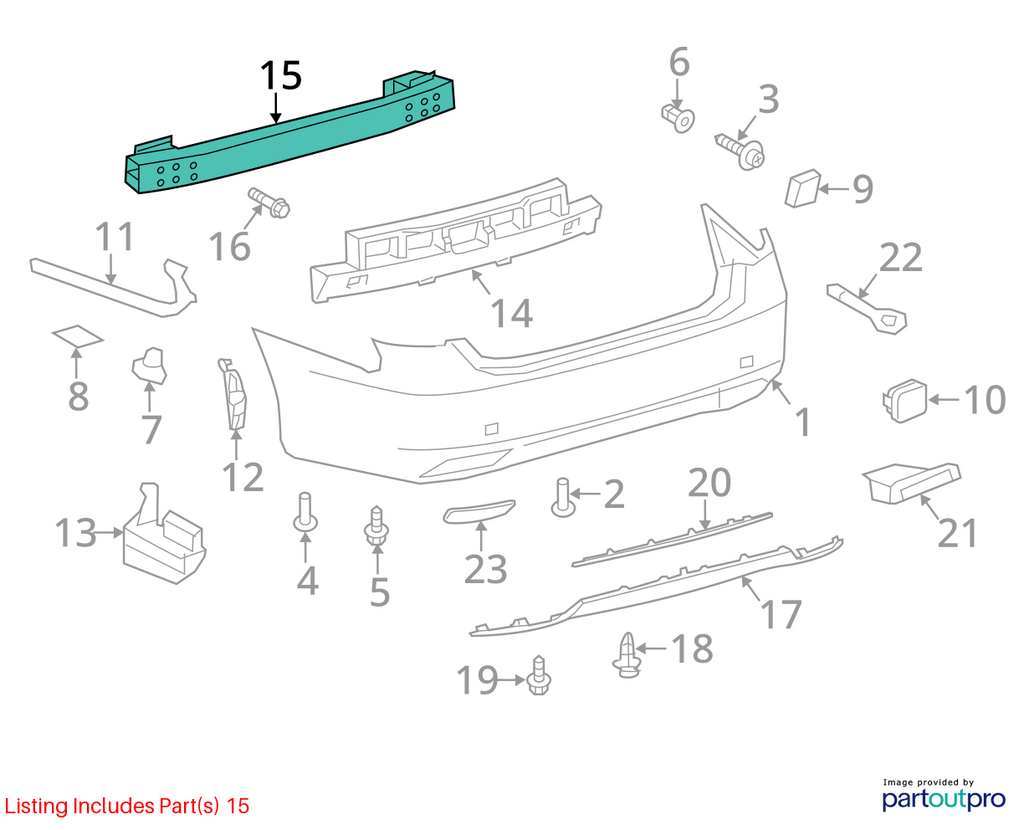 Used Rear Bumper Reinforcement Rear fits: 2010 Lexus LS460 Rear Grade A
