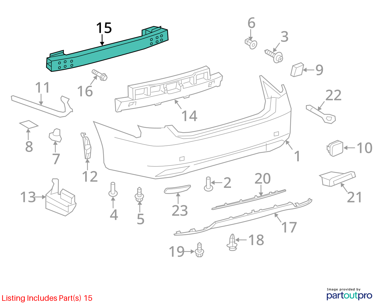 Used Rear Bumper Reinforcement Rear fits: 2010 Lexus LS460 Rear Grade A