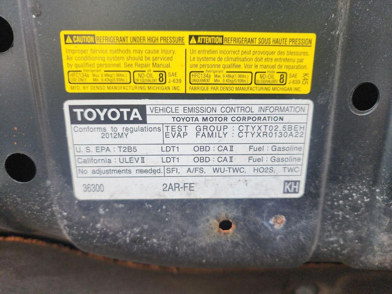 TOYOTA RAV4 Engine gasoline, 2.5L (VIN F, 5th digit, 2ARFE engine, 4 cylinder)