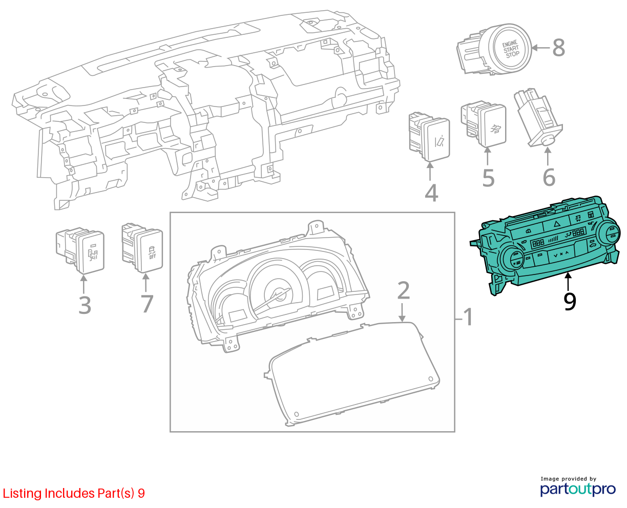 Used A/C Selector Switch fits: 2015 Toyota Camry automatic temperature control G